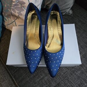 Chic Blue Studded Women's Heels